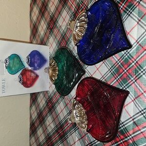 Set of Three Snowflake Ornament Condiment Bowls by Towle Silversmiths.